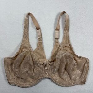Wacoal 38DD Beige Nude Lace Floral Underwire Bra Full Coverage Line Support